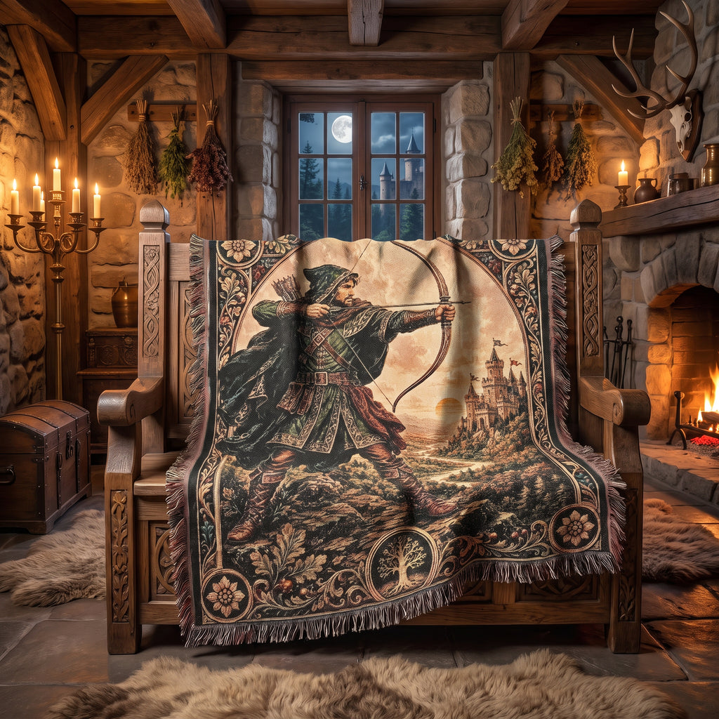 Robin Hood Archer Woven Blanket – Medieval Castle Fantasy Throw