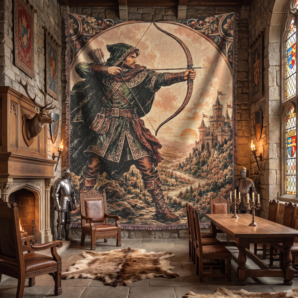 Robin Hood Archer Woven Blanket – Medieval Castle Fantasy Throw