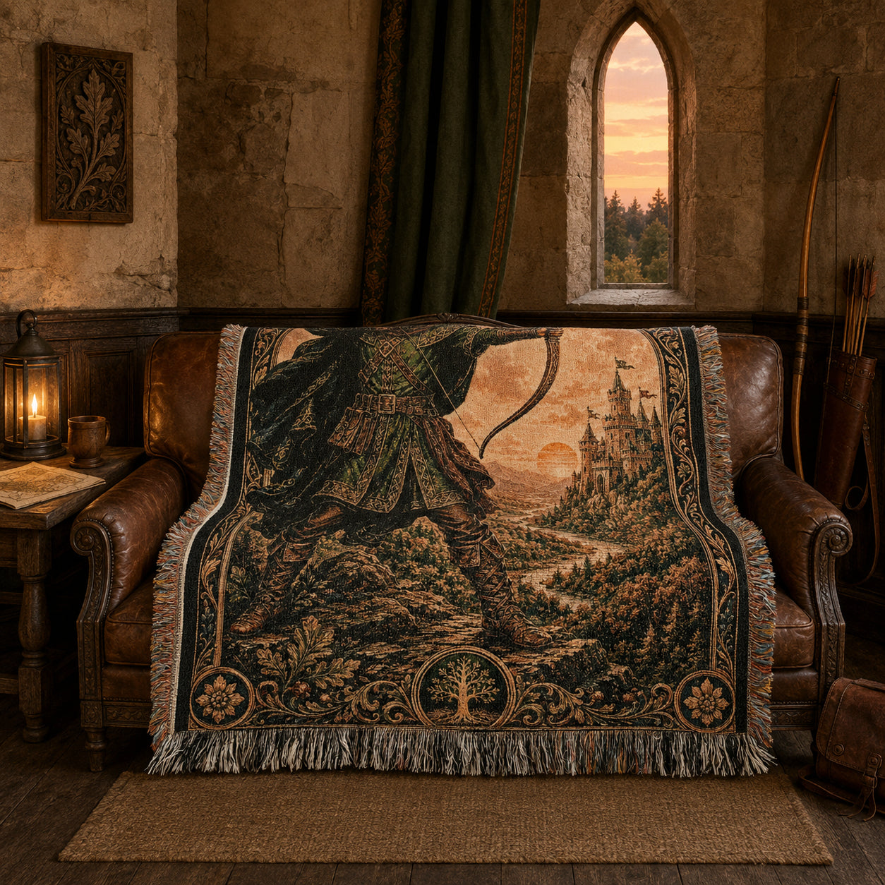 Robin Hood Archer Woven Blanket – Medieval Castle Fantasy Throw