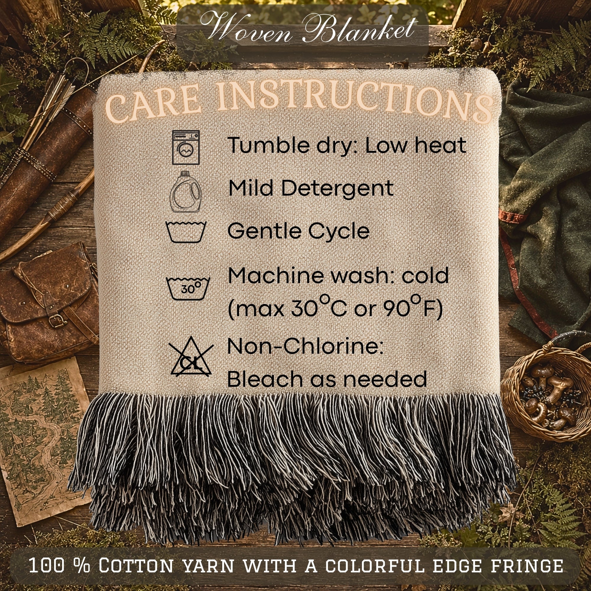 Robin Hood Woodland Woven Blanket – Storybook Forest Fantasy Throw