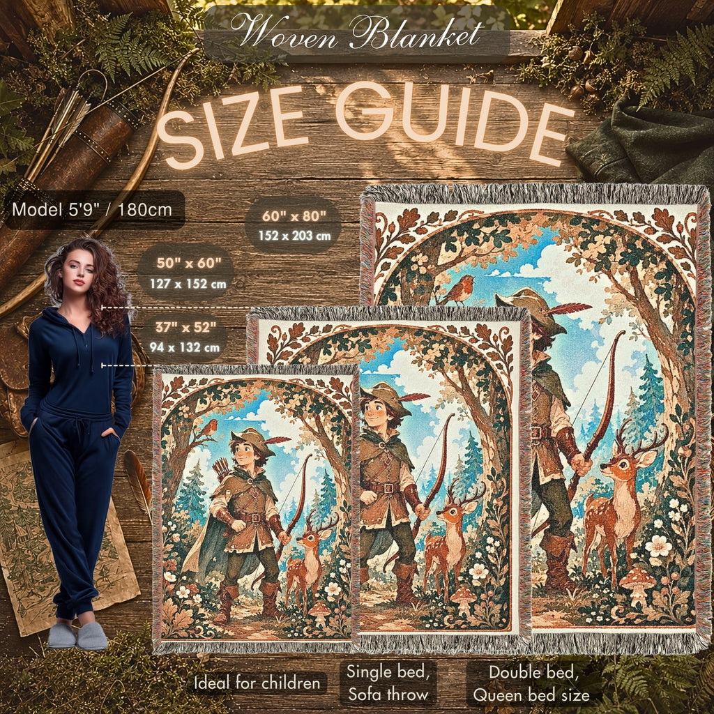 Robin Hood Woodland Woven Blanket – Storybook Forest Fantasy Throw