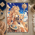 Anime Warrior Princess Woven Blanket – Celestial Sun Fantasy Throw