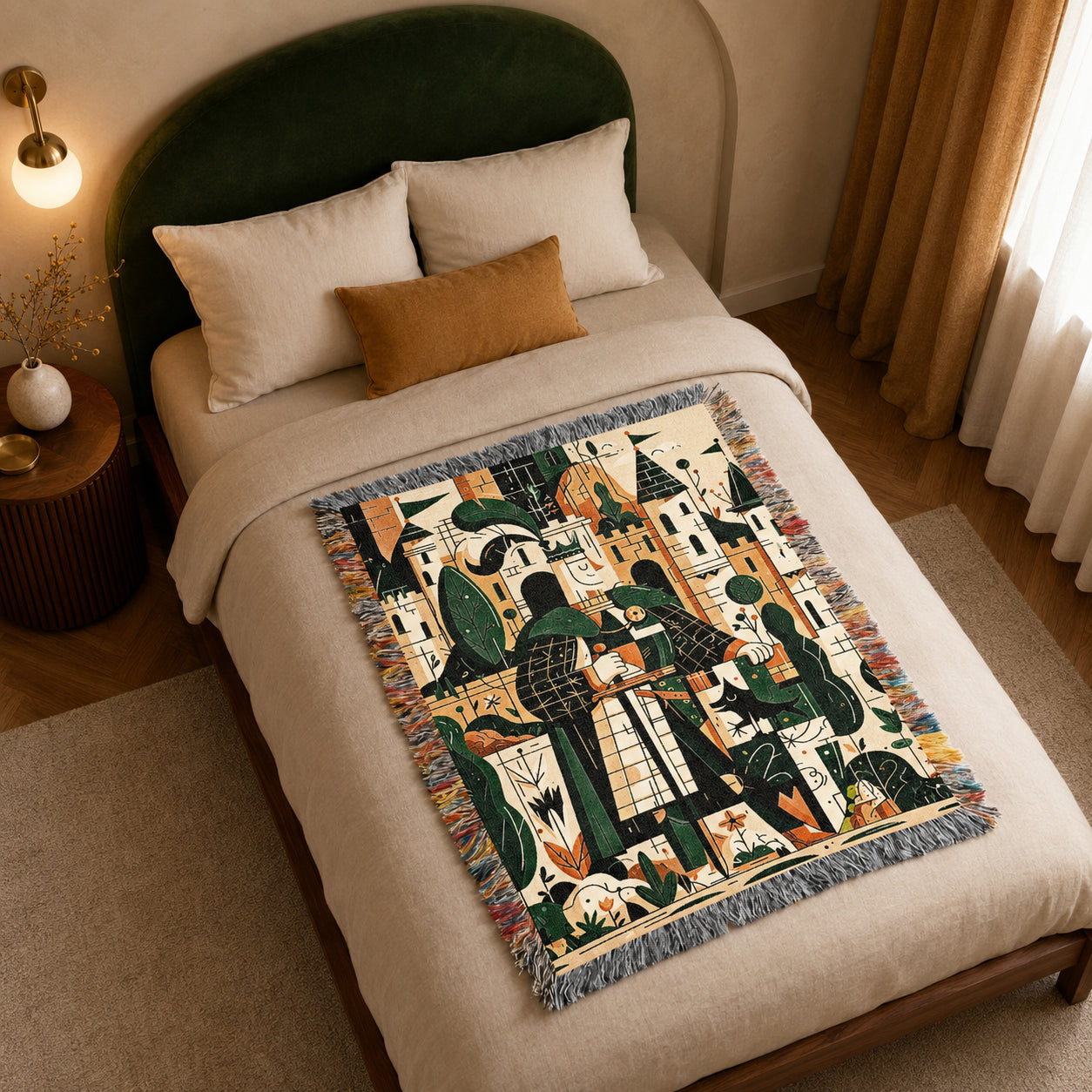Kids Medieval Knight Woven Blanket – Storybook Castle Adventure Throw