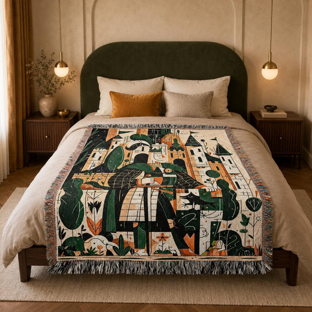 Kids Medieval Knight Woven Blanket – Storybook Castle Adventure Throw
