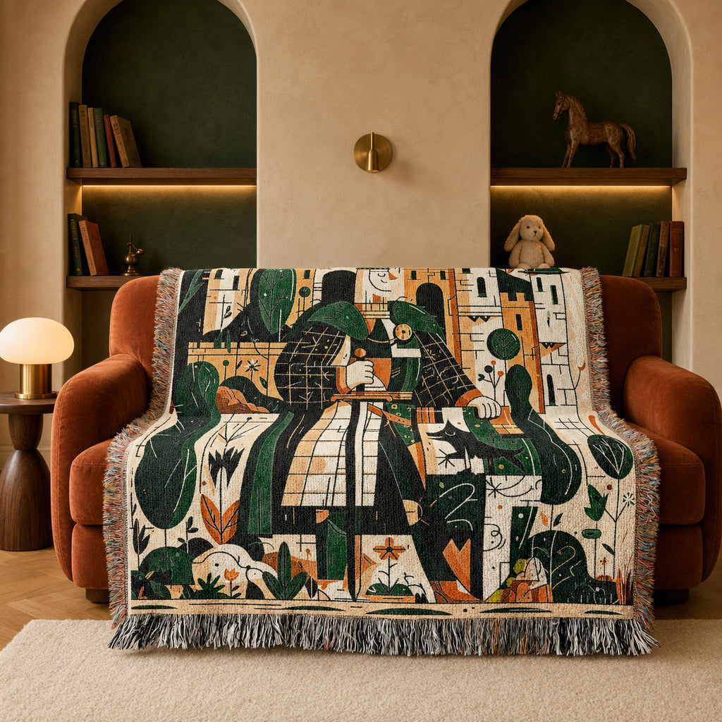 Kids Medieval Knight Woven Blanket – Storybook Castle Adventure Throw