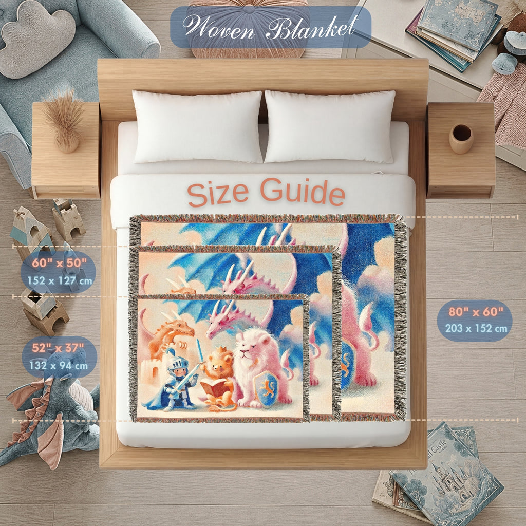 Kids Knight and Animal Friends Woven Blanket – Storybook Fantasy Throw