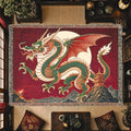 Jade Moon Dragon Woven Blanket – Asian Fantasy Tapestry Throw