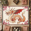 Rose Garden Dragon Woven Blanket – Floral Fantasy Tapestry Throw