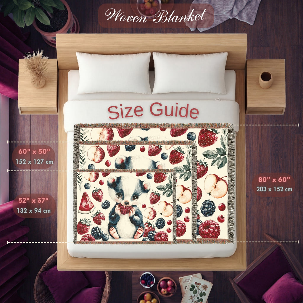 Sweet Berry Skunk Woven Cotton Blanket