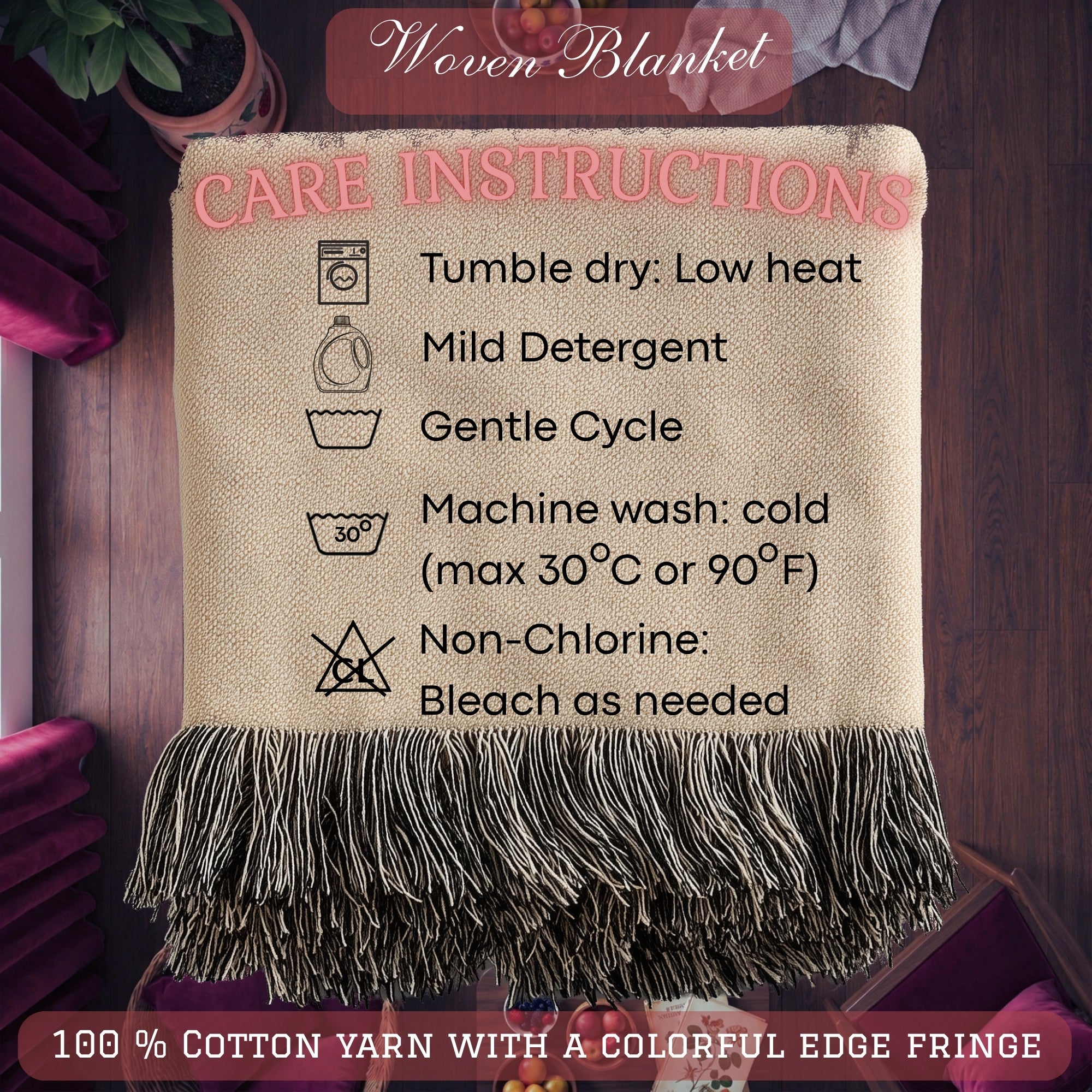 Sweet Berry Skunk Woven Cotton Blanket