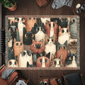 Whimsical Cat Collage Woven Blanket – Colorful Folk Art Cat Throw