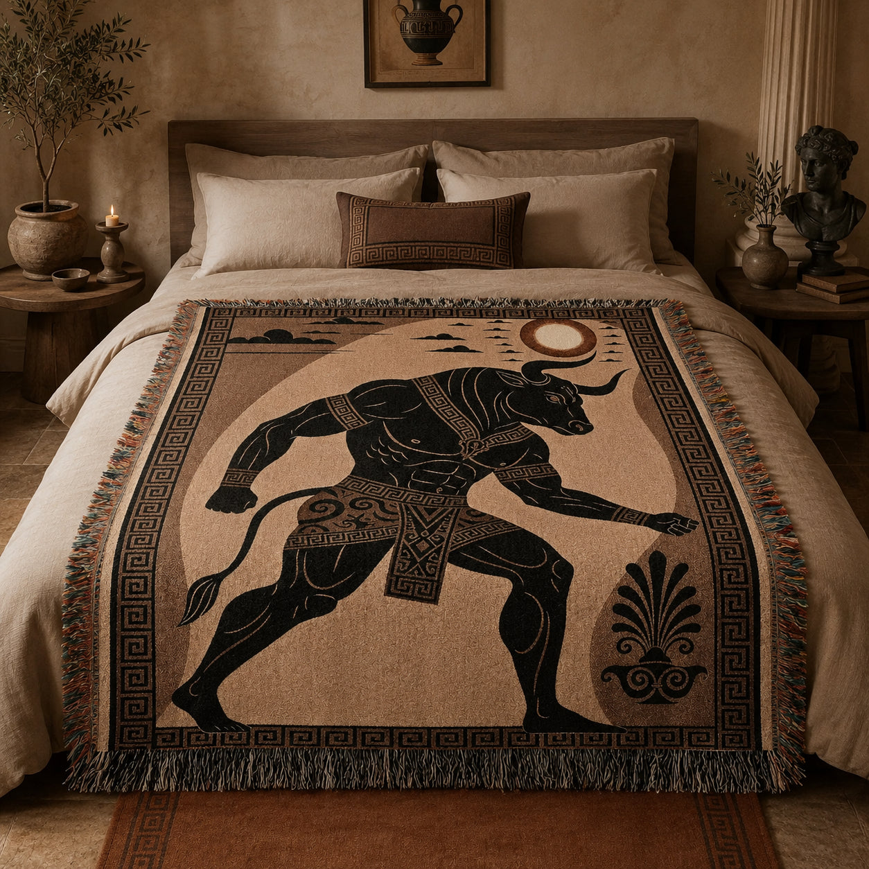 Minotaur Woven Blanket – Ancient Greek Mythology Throw
