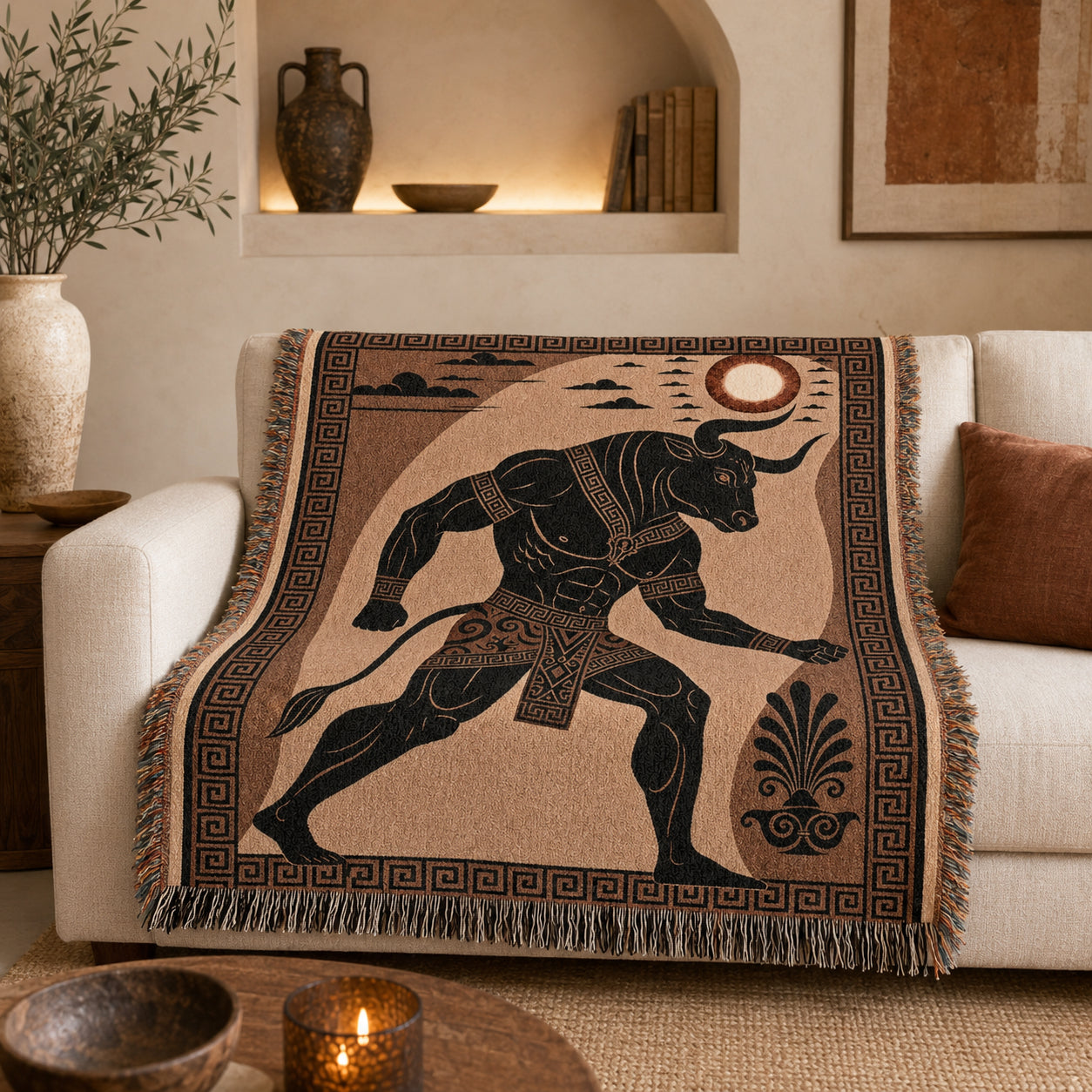 Minotaur Woven Blanket – Ancient Greek Mythology Throw