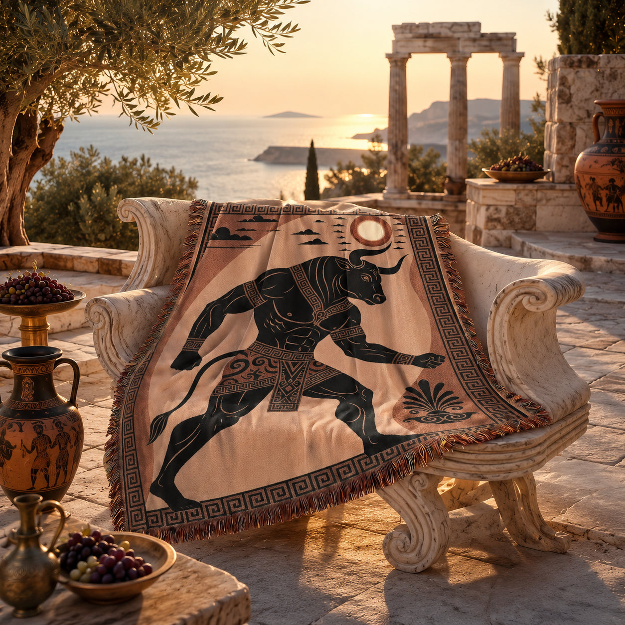 Minotaur Woven Blanket – Ancient Greek Mythology Throw