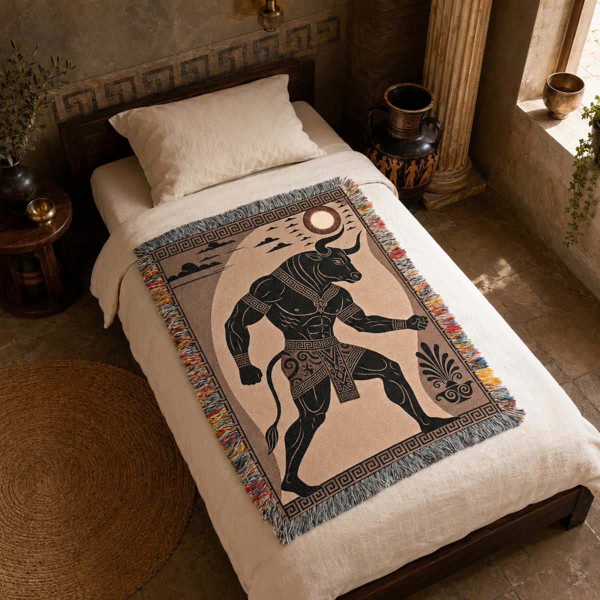 Minotaur Woven Blanket – Ancient Greek Mythology Throw