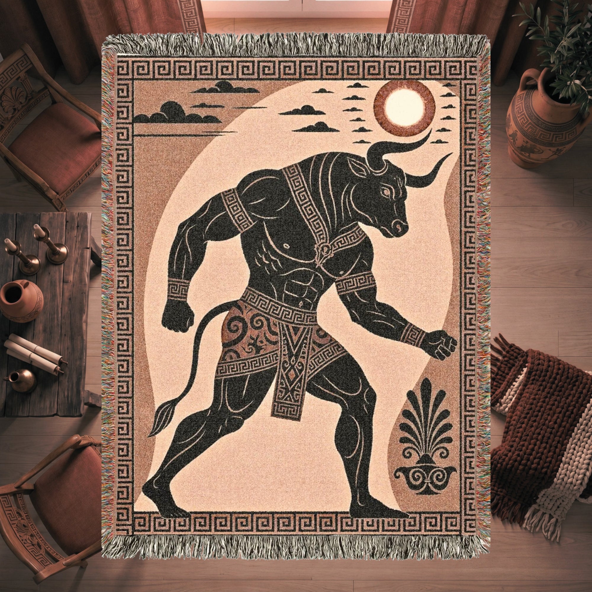 Minotaur Woven Blanket – Ancient Greek Mythology Throw