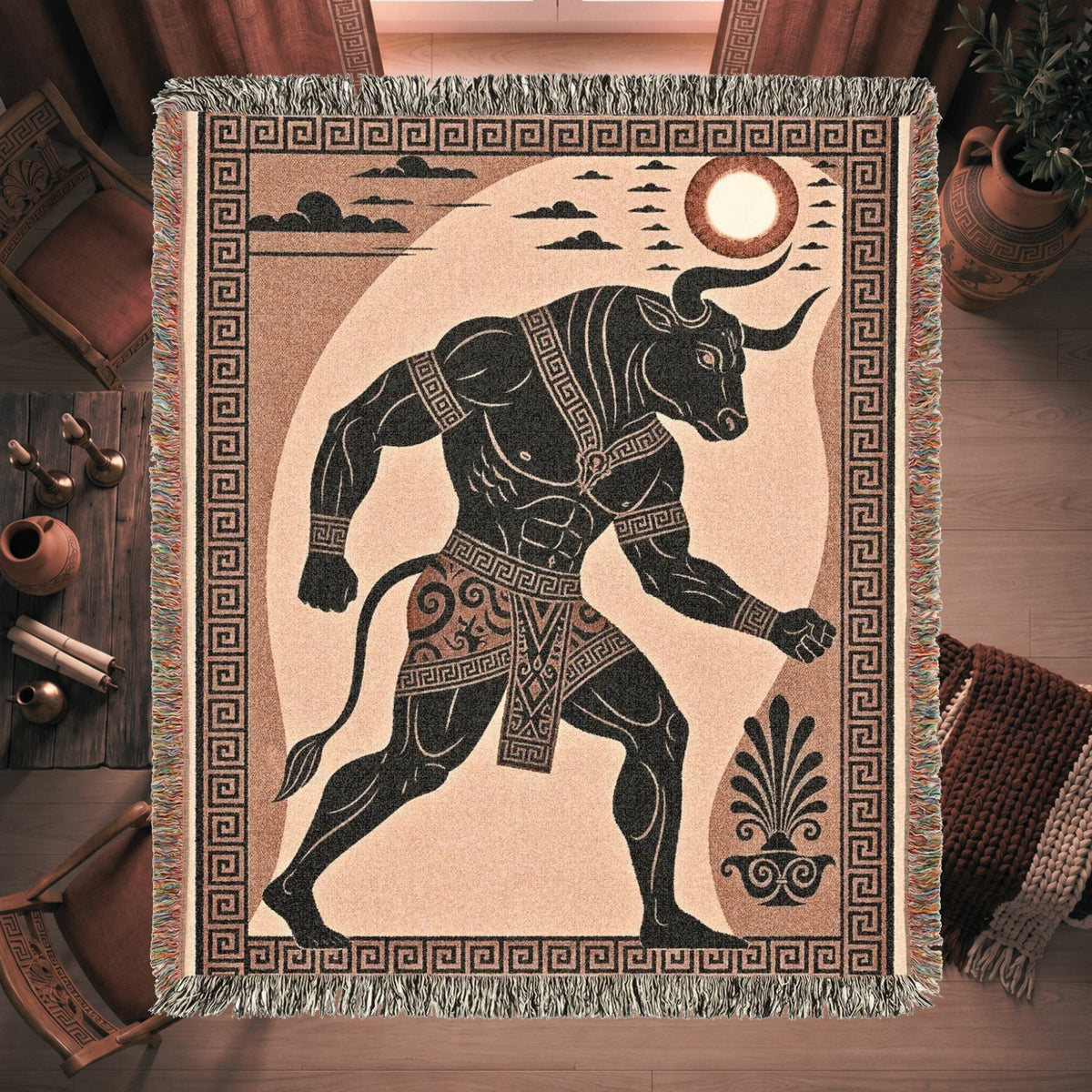 Minotaur Woven Blanket – Ancient Greek Mythology Throw