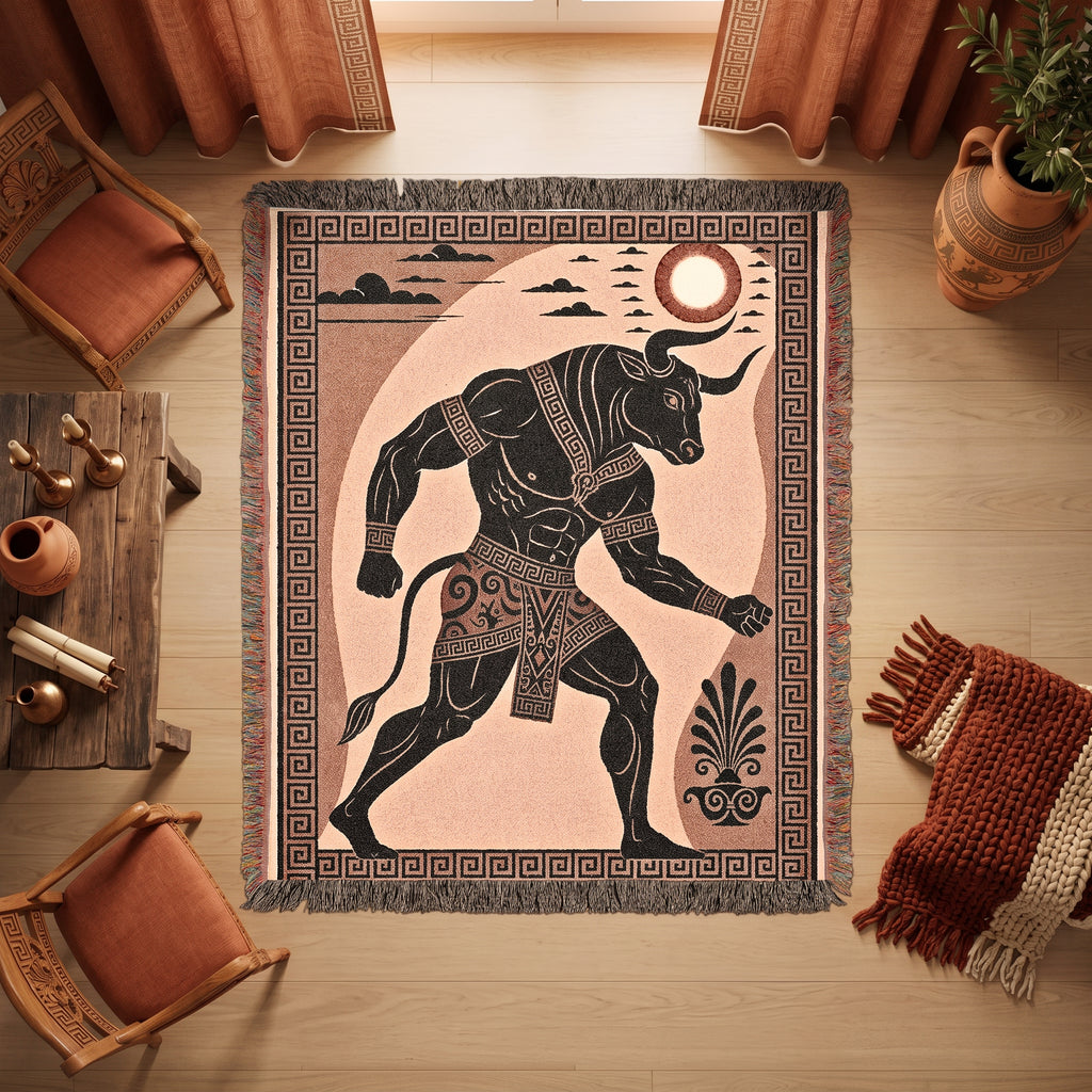 Minotaur Woven Blanket – Ancient Greek Mythology Throw