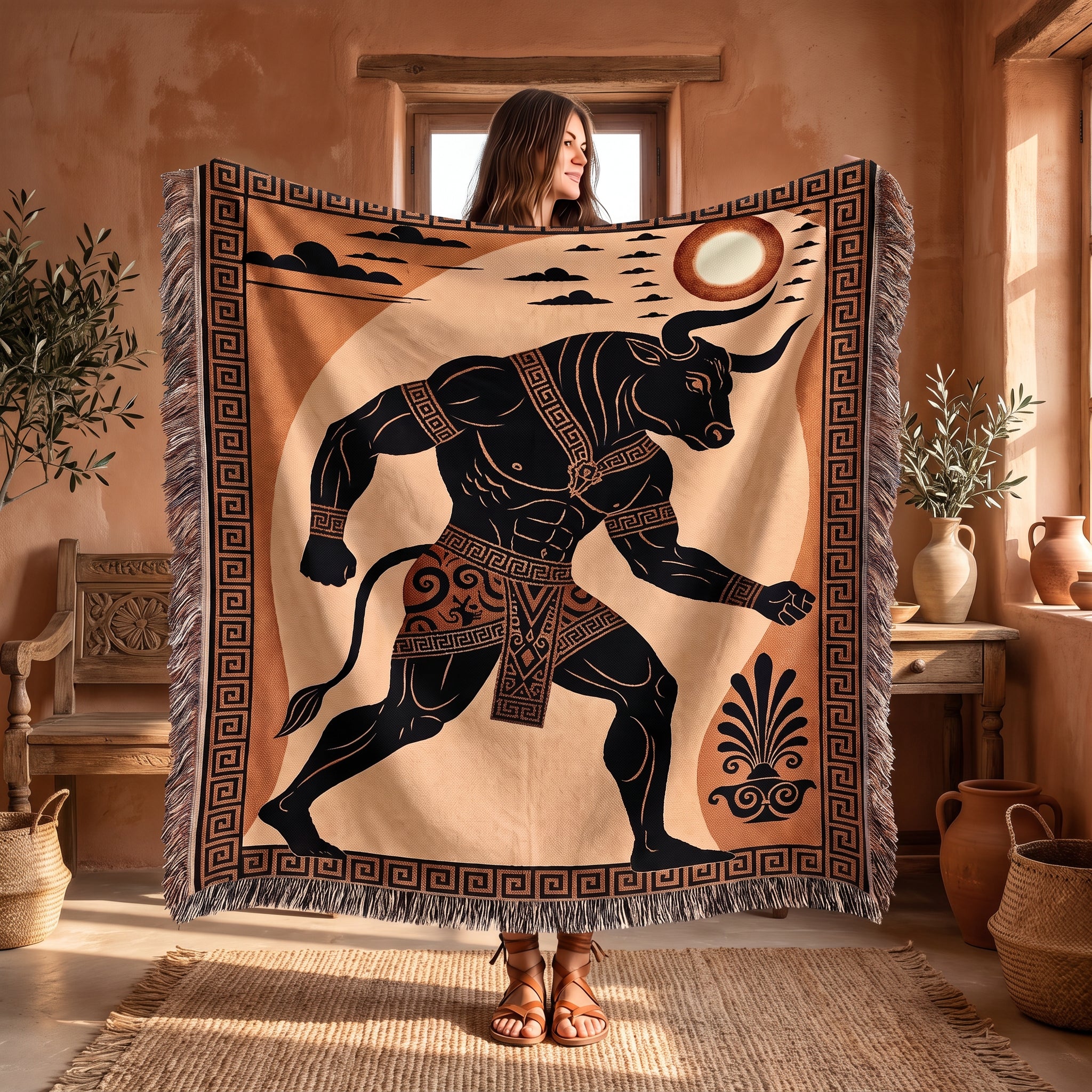 Minotaur Woven Blanket – Ancient Greek Mythology Throw