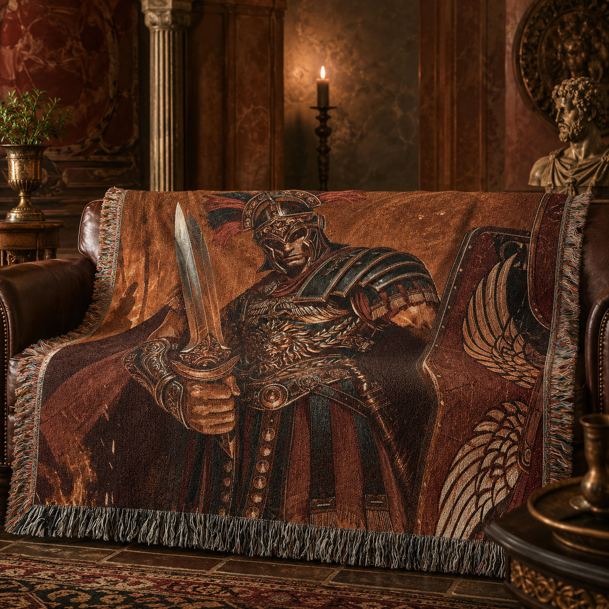 Roman Warrior Woven Blanket – Ancient Legionary Throw