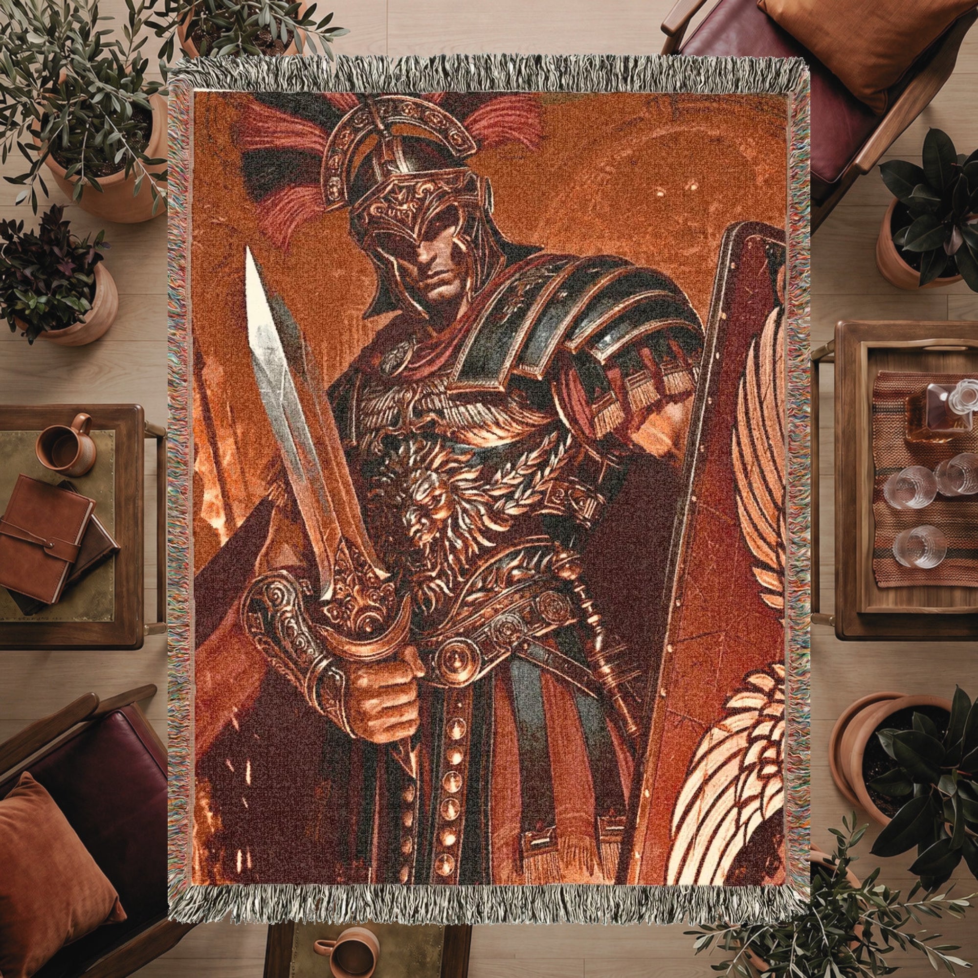 Roman Warrior Woven Blanket – Ancient Legionary Throw