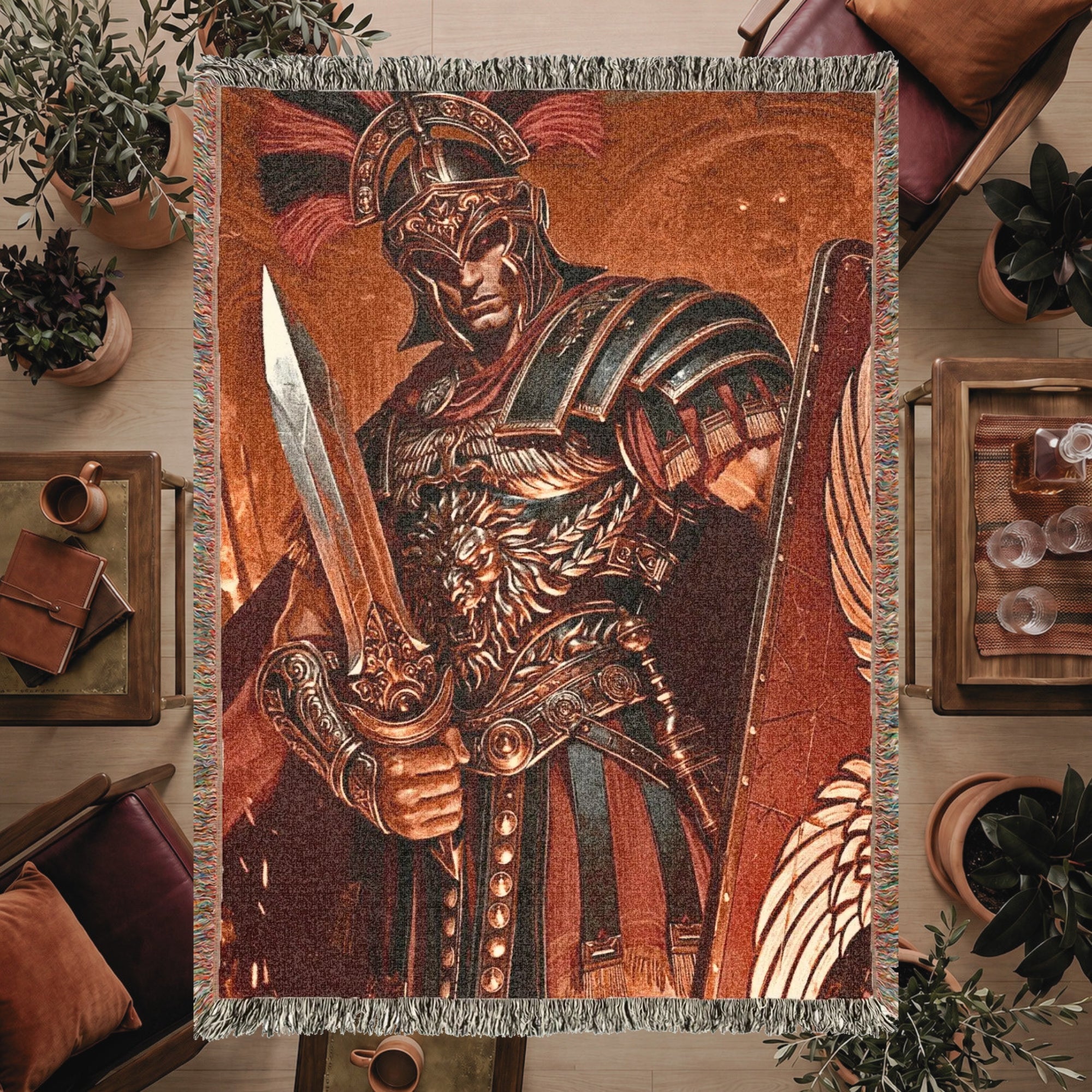 Roman Warrior Woven Blanket – Ancient Legionary Throw