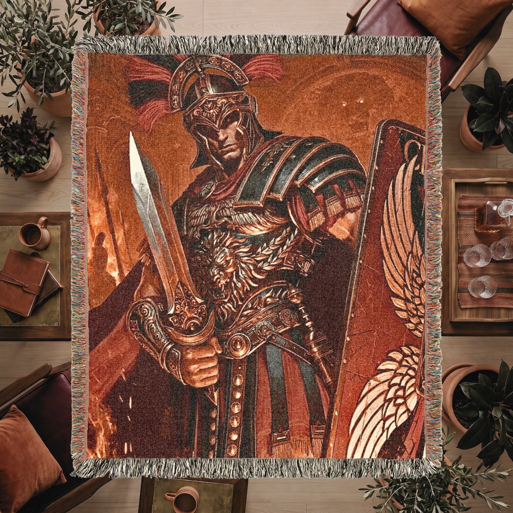 Roman Warrior Woven Blanket – Ancient Legionary Throw
