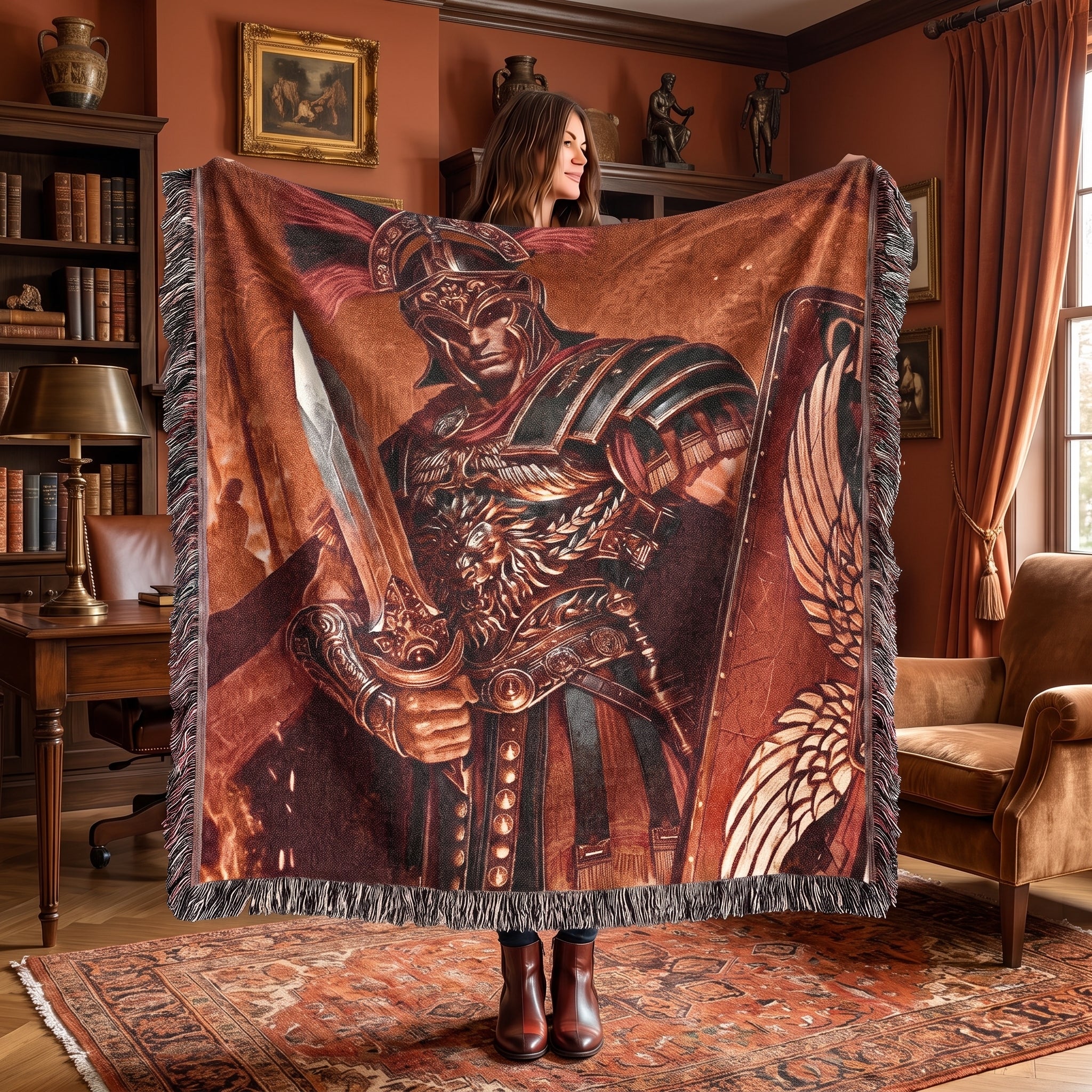 Roman Warrior Woven Blanket – Ancient Legionary Throw