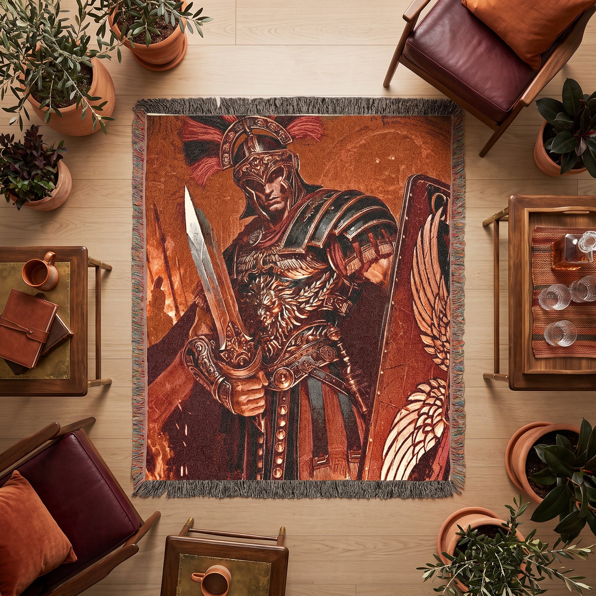 Roman Warrior Woven Blanket – Ancient Legionary Throw