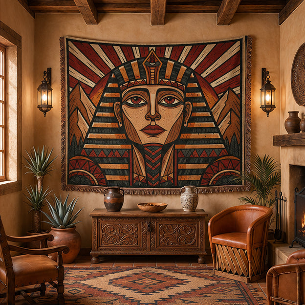 Egyptian Pharaoh Woven Blanket – Ancient Royal Portrait Throw