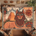 Egyptian Sphinx Woven Blanket – Sun and Pyramids Throw