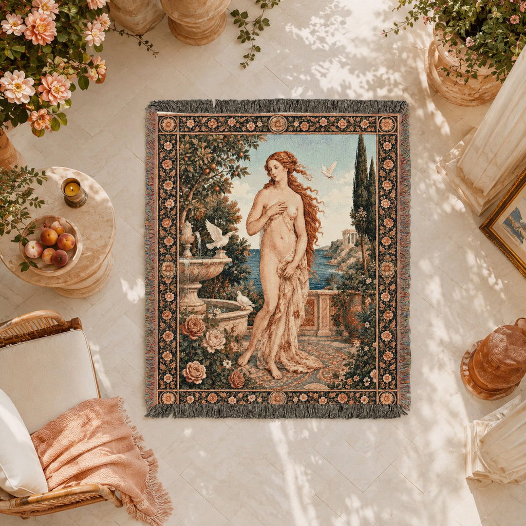 Classical Nude Art Woven Blanket – Romantic Garden Tapestry Throw