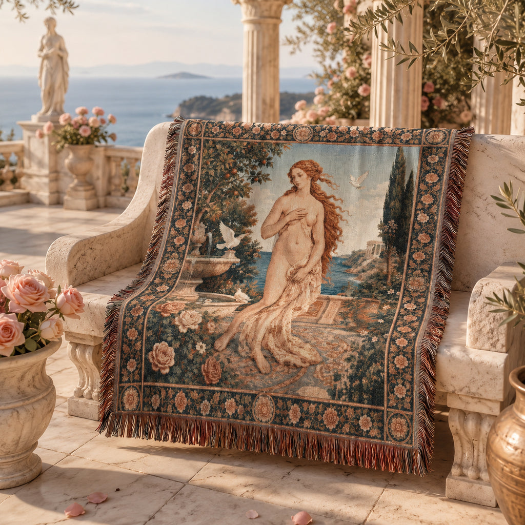 Classical Nude Art Woven Blanket – Romantic Garden Tapestry Throw
