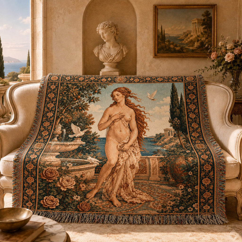 Classical Nude Art Woven Blanket – Romantic Garden Tapestry Throw