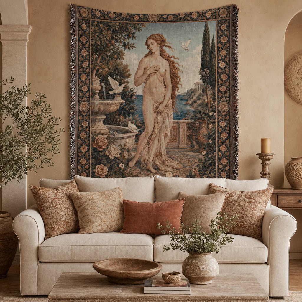 Classical Nude Art Woven Blanket – Romantic Garden Tapestry Throw