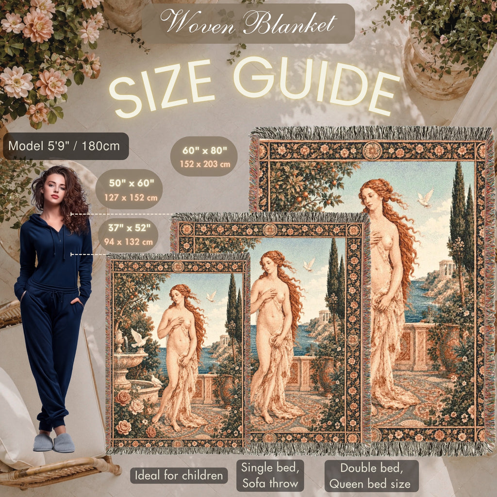 Classical Nude Art Woven Blanket – Romantic Garden Tapestry Throw