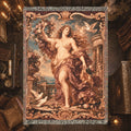 Classical Nude Woman with Flowers Woven Blanket – Baroque Seaside Tapestry Throw