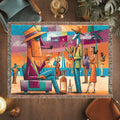 Colorful Abstract Jazz Club Woven Blanket