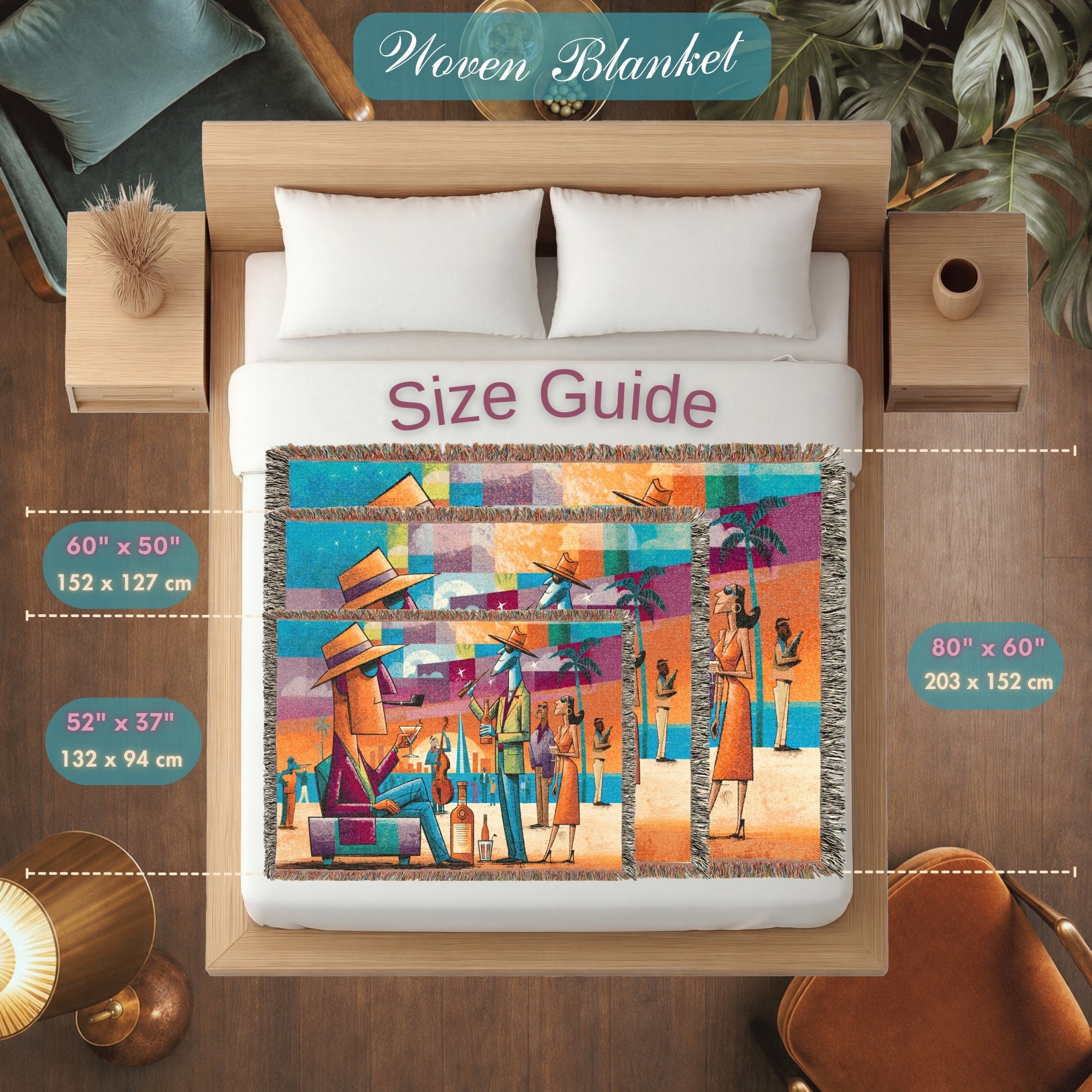 Colorful Abstract Jazz Club Woven Blanket