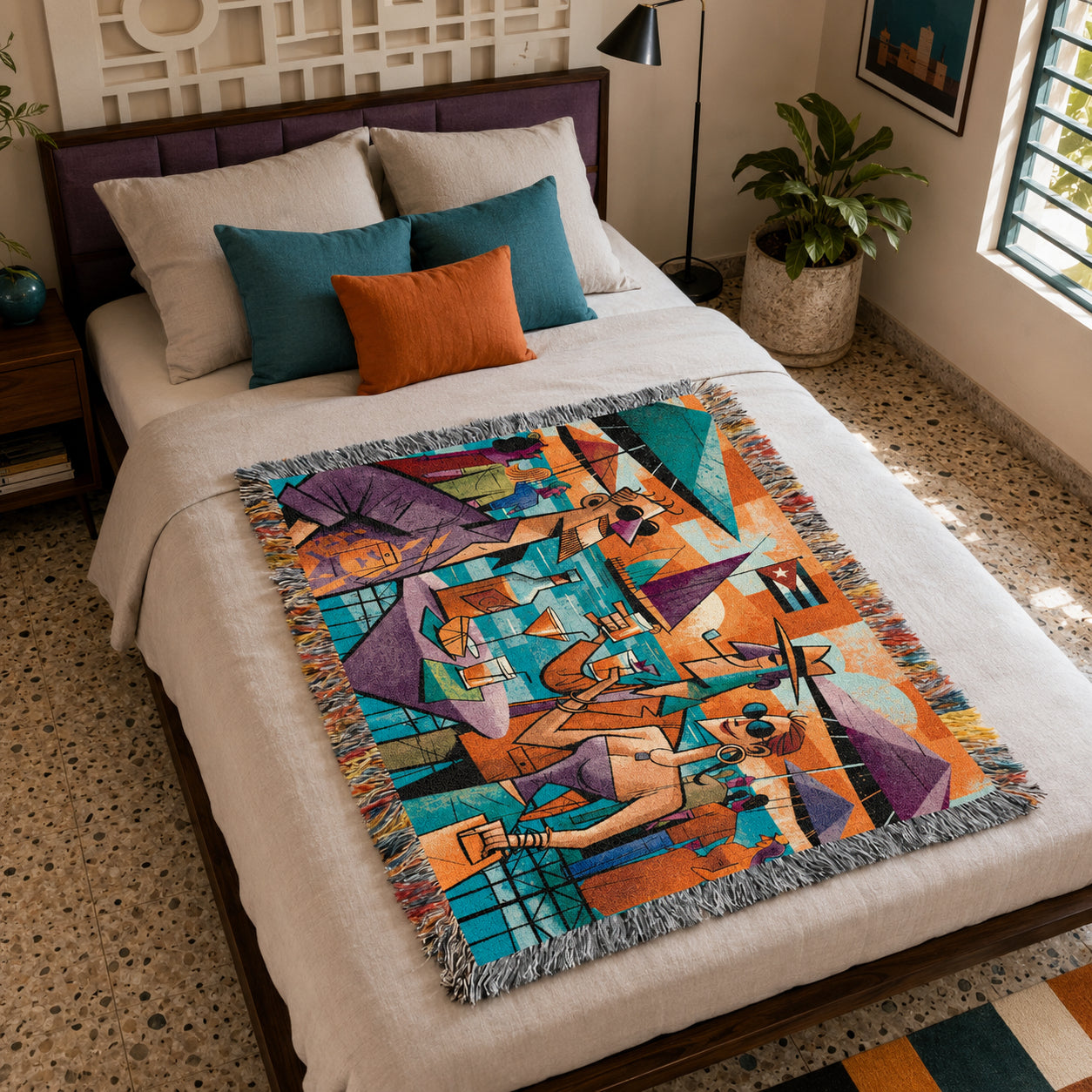 Abstract Seaside Cocktail Party Woven Blanket