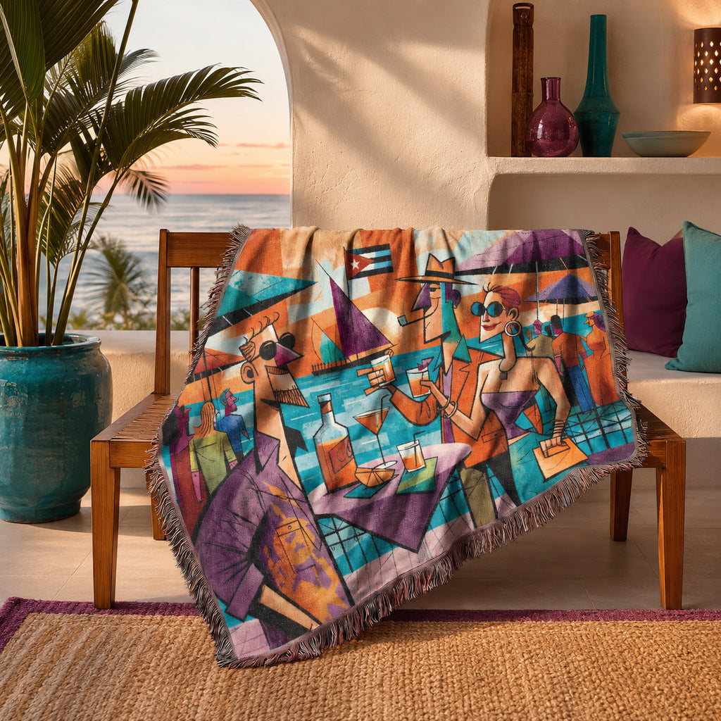 Abstract Seaside Cocktail Party Woven Blanket