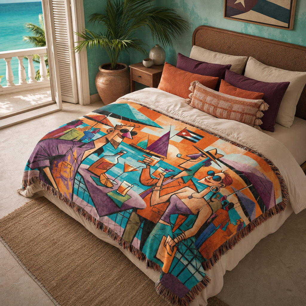 Abstract Seaside Cocktail Party Woven Blanket