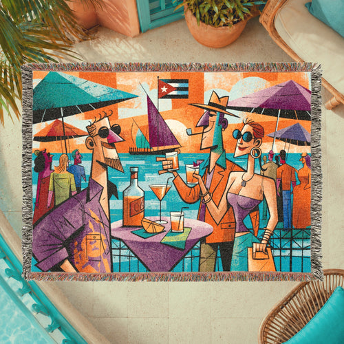 Abstract Seaside Cocktail Party Woven Blanket
