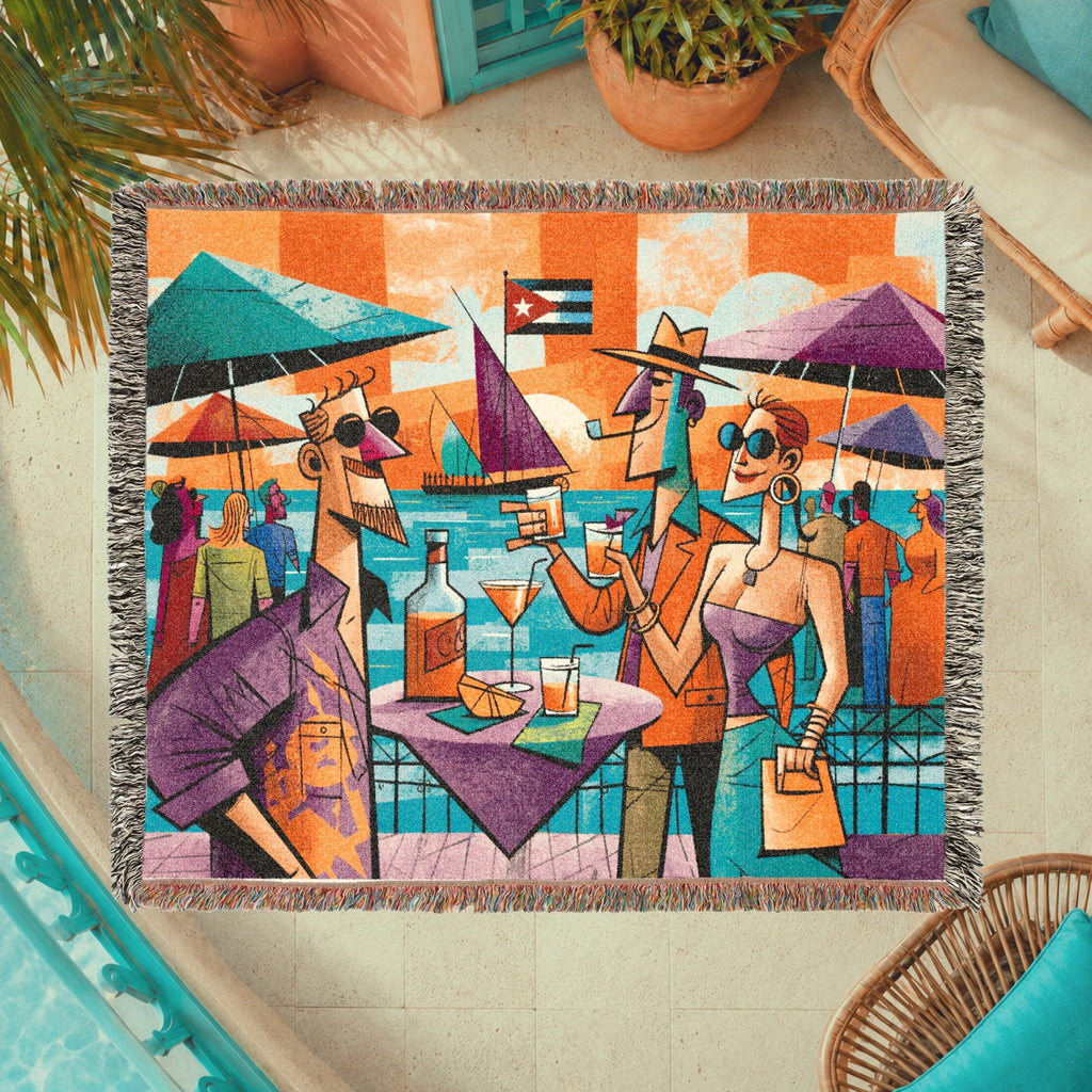 Abstract Seaside Cocktail Party Woven Blanket