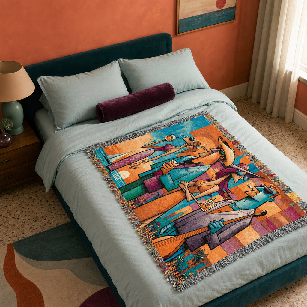 Abstract Beach Club Socialites Woven Blanket