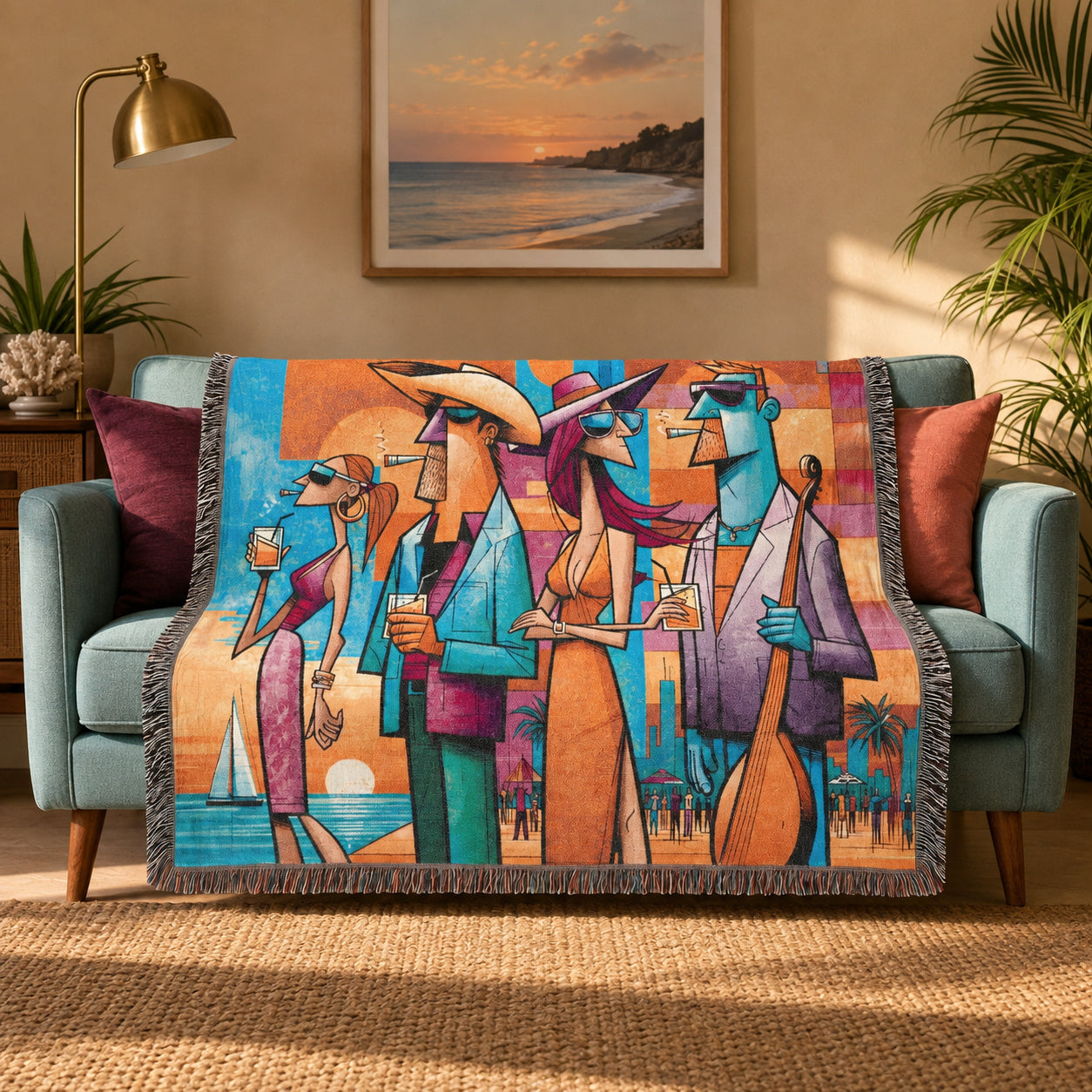 Abstract Beach Club Socialites Woven Blanket