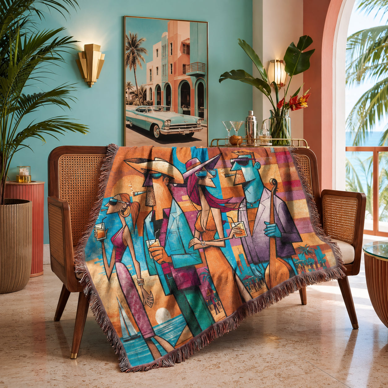 Abstract Beach Club Socialites Woven Blanket