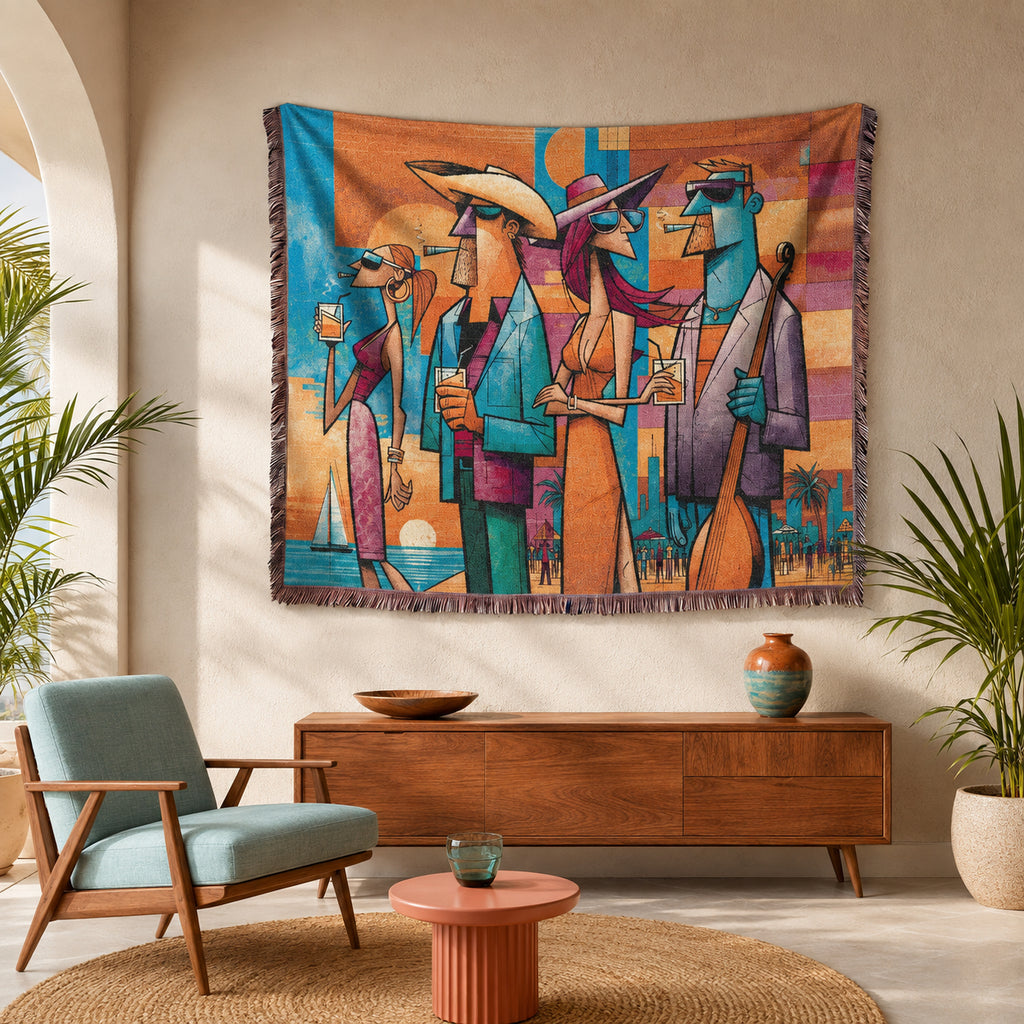 Abstract Beach Club Socialites Woven Blanket