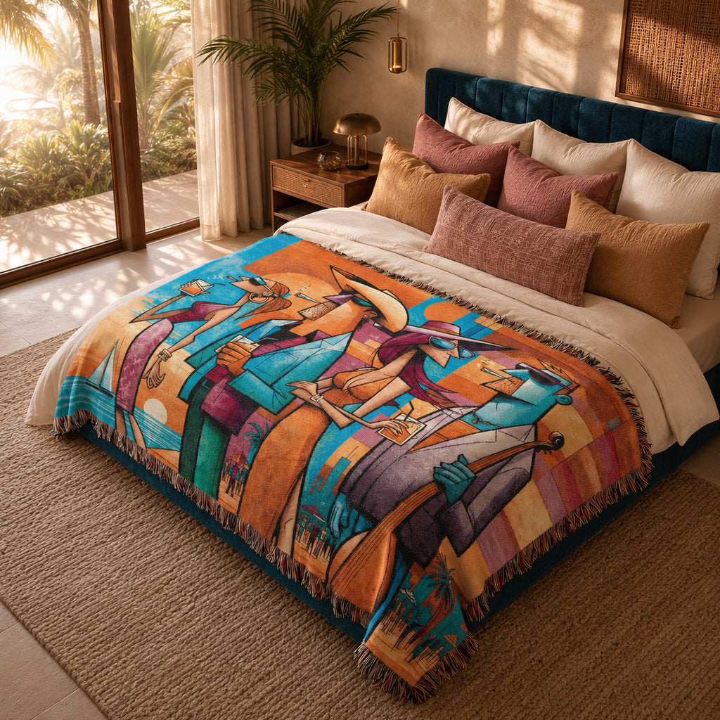 Abstract Beach Club Socialites Woven Blanket