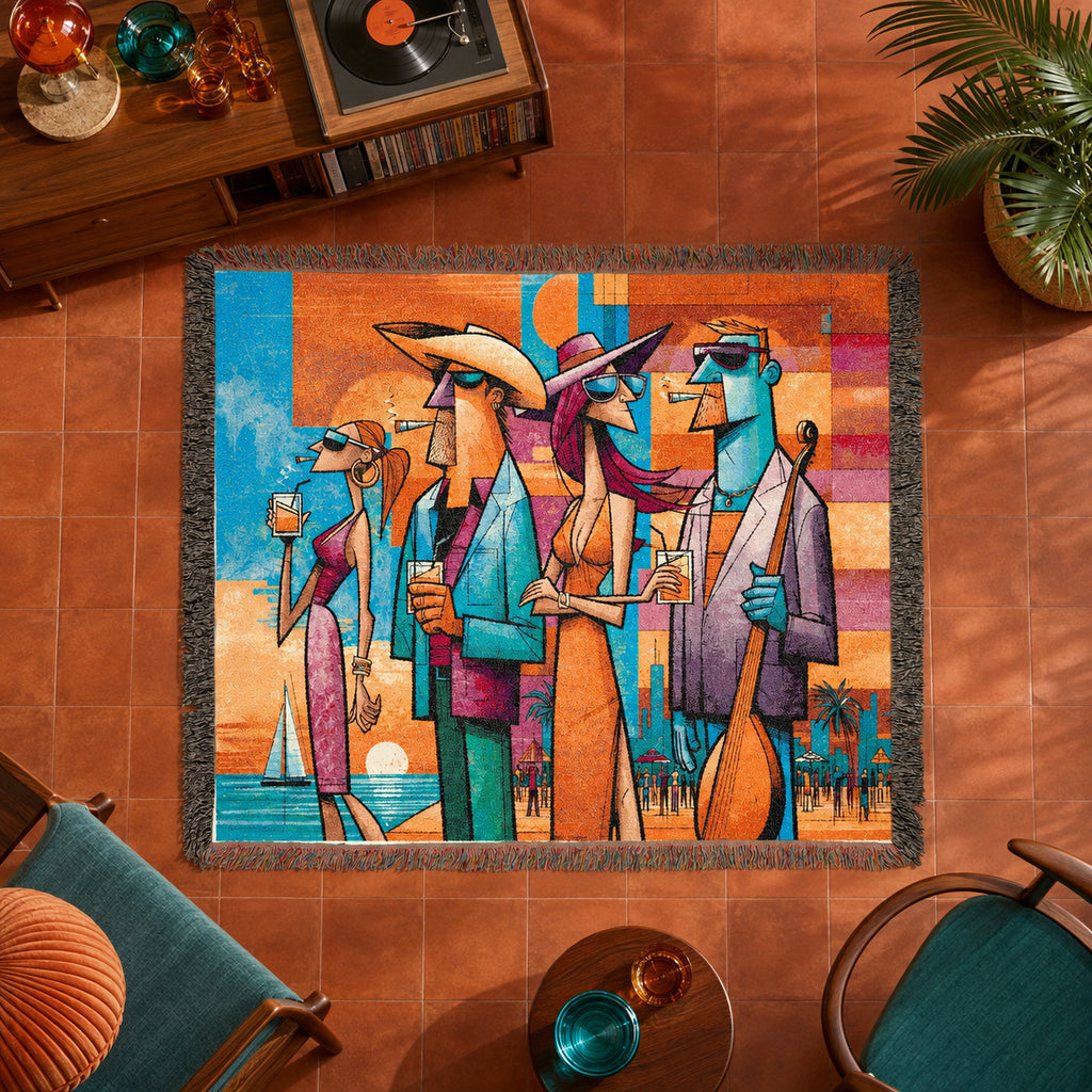Abstract Beach Club Socialites Woven Blanket